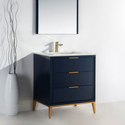 Kube Bath KD9930-BLUE Divani 30" Blue Free Standing Single Sink Bathroom Vanity with White Quartz Top - view 3