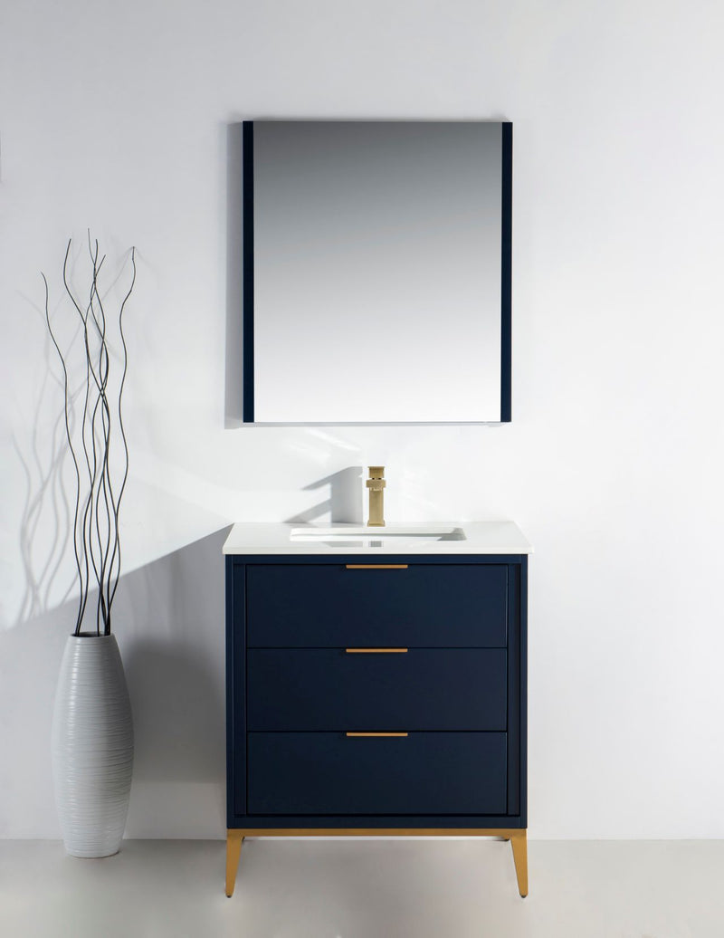 Kube Bath KD9930-BLUE Divani 30" Blue Free Standing Single Sink Bathroom Vanity with White Quartz Top - view 8