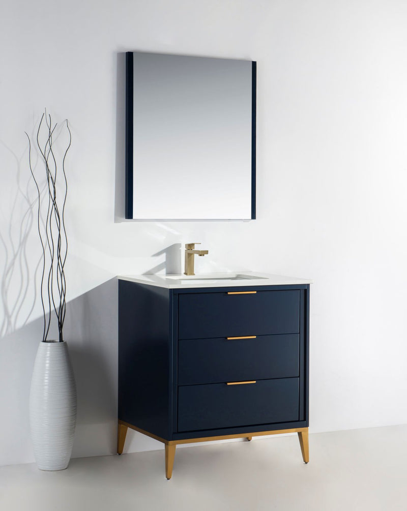 Kube Bath KD9930-BLUE Divani 30" Blue Free Standing Single Sink Bathroom Vanity with White Quartz Top - view 9