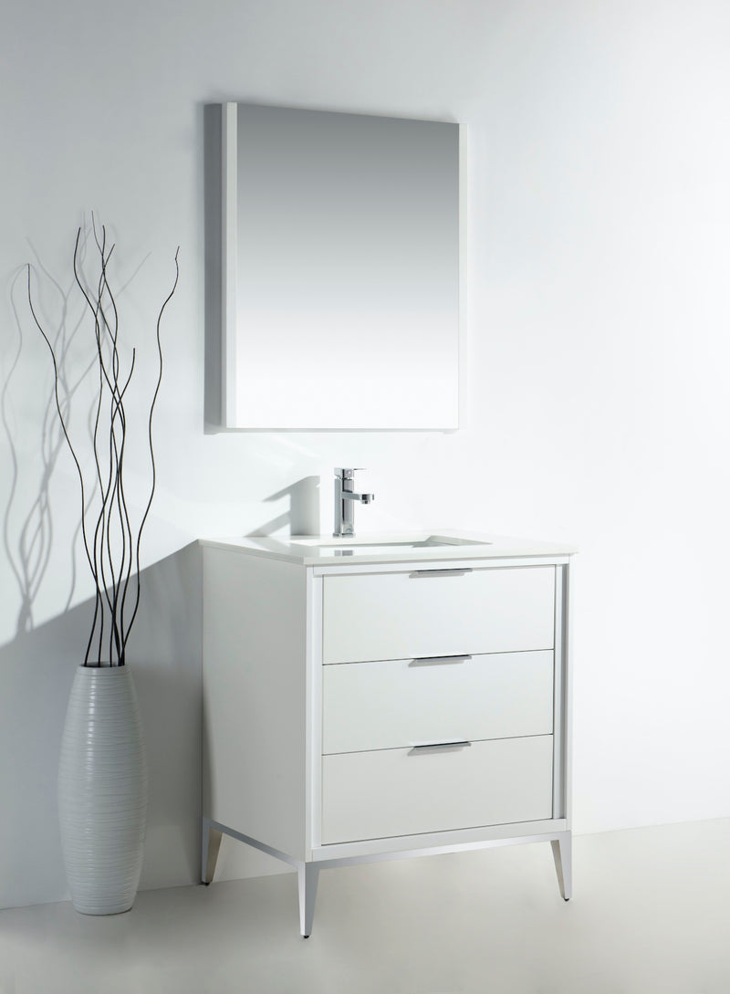 Kube Bath KD9930-GW Divani 30" Gloss White Free Standing Single Sink Bathroom Vanity with White Quartz Top - view 2