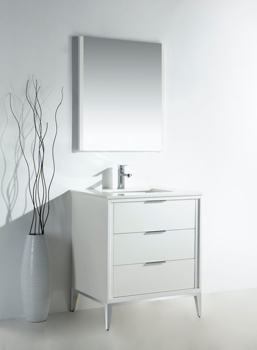 Kube Bath KD9930-GW Divani 30" Gloss White Free Standing Single Sink Bathroom Vanity with White Quartz Top - view 2