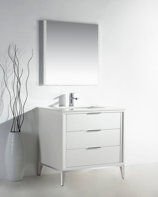 Kube Bath KD9936-GW Divani 36" Gloss White Free Standing Single Sink Bathroom Vanity with White Quartz Top - view 2