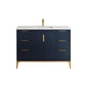Kube Bath KD9948-BLUE Divani 48" Blue Free Standing Single Sink Bathroom Vanity with White Quartz Top