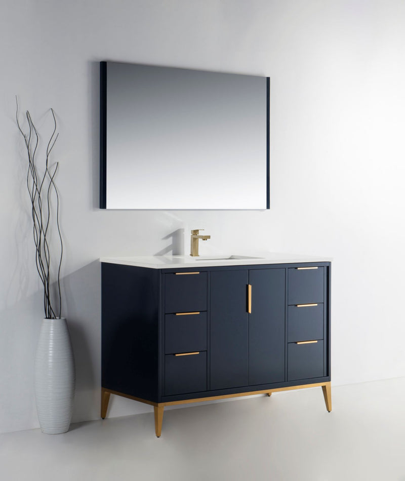 Kube Bath KD9948-BLUE Divani 48" Blue Free Standing Single Sink Bathroom Vanity with White Quartz Top - view 11