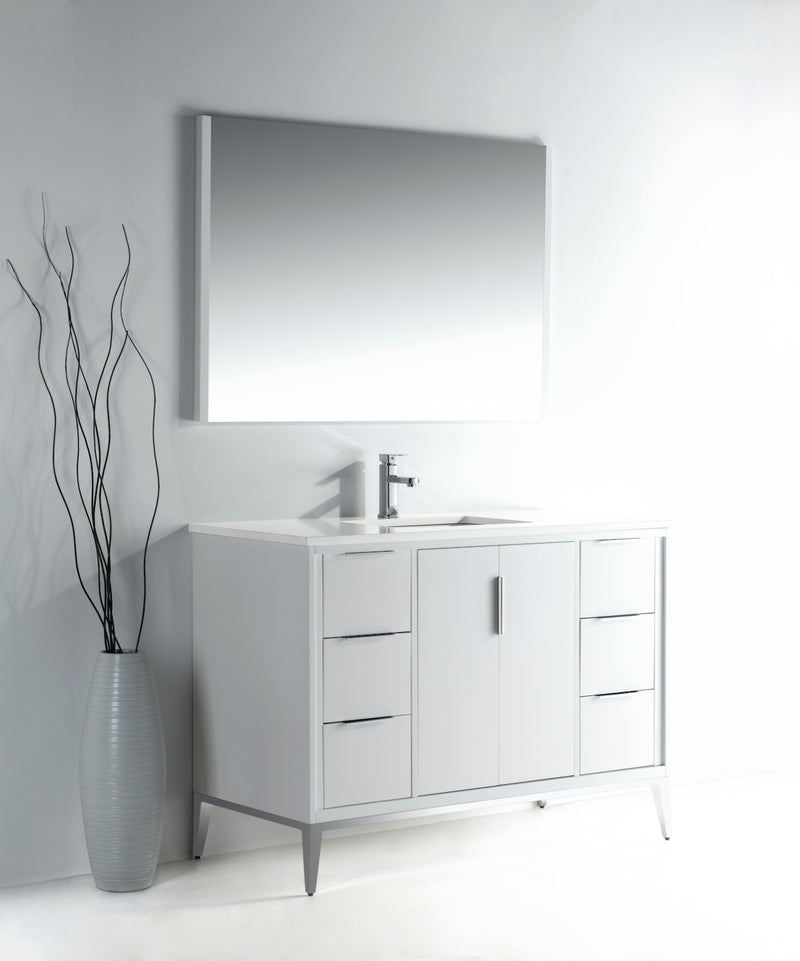 Kube Bath KD9948-GW Divani 48" Gloss White Free Standing Single Sink Bathroom Vanity with White Quartz Top - view 2