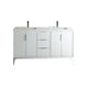 Kube Bath KD9960-GW Divani 60" Gloss White Free Standing Double Sink Bathroom Vanity with White Quartz Top