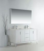 Kube Bath KD9960-GW Divani 60" Gloss White Free Standing Double Sink Bathroom Vanity with White Quartz Top - view 2