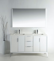 Kube Bath KD9960-GW Divani 60" Gloss White Free Standing Double Sink Bathroom Vanity with White Quartz Top - view 3