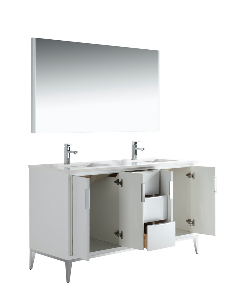 Kube Bath KD9960-GW Divani 60" Gloss White Free Standing Double Sink Bathroom Vanity with White Quartz Top - view 4