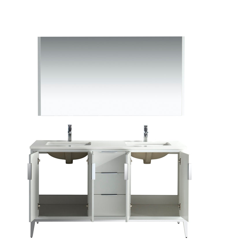 Kube Bath KD9960-GW Divani 60" Gloss White Free Standing Double Sink Bathroom Vanity with White Quartz Top - view 5