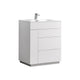 Kube Bath KFM30-GW Milano 30" High Gloss White Free Standing Single Sink Bathroom Vanity with Reinforced Acrylic Composite Top