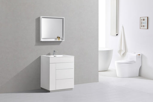 Kube Bath KFM30-GW Milano 30" High Gloss White Free Standing Single Sink Bathroom Vanity with Reinforced Acrylic Composite Top - view 2