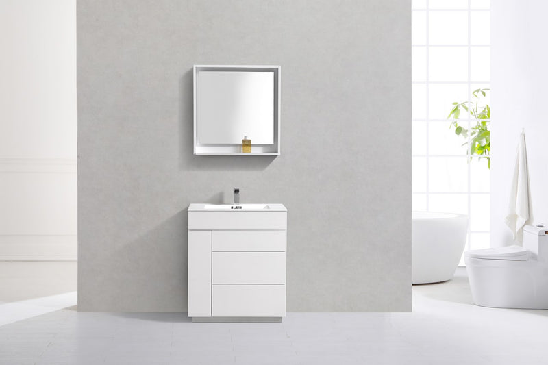 Kube Bath KFM30-GW Milano 30" High Gloss White Free Standing Single Sink Bathroom Vanity with Reinforced Acrylic Composite Top - view 3