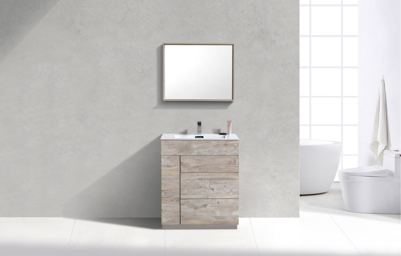 Kube Bath KFM30-NW Milano 30" Nature Wood Free Standing Single Sink Bathroom Vanity with Reinforced Acrylic Composite Top - view 2