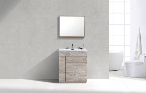 Kube Bath KFM30-NW Milano 30" Nature Wood Free Standing Single Sink Bathroom Vanity with Reinforced Acrylic Composite Top - view 2