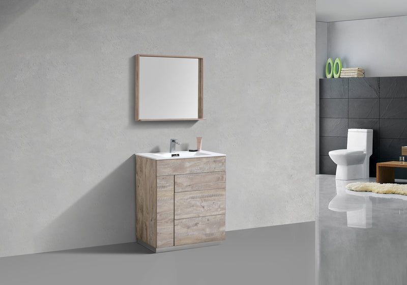 Kube Bath KFM30-NW Milano 30" Nature Wood Free Standing Single Sink Bathroom Vanity with Reinforced Acrylic Composite Top - view 3
