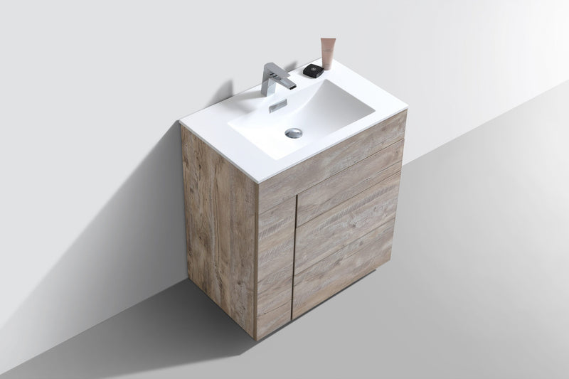 Kube Bath KFM30-NW Milano 30" Nature Wood Free Standing Single Sink Bathroom Vanity with Reinforced Acrylic Composite Top - view 4