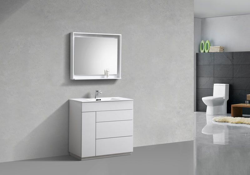 Kube Bath KFM36-GW Milano 36" High Gloss White Free Standing Single Sink Bathroom Vanity with Reinforced Acrylic Composite Top - view 3