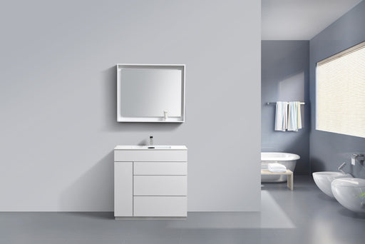 Kube Bath KFM36-GW Milano 36" High Gloss White Free Standing Single Sink Bathroom Vanity with Reinforced Acrylic Composite Top - view 2