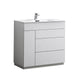Kube Bath KFM36-GW Milano 36" High Gloss White Free Standing Single Sink Bathroom Vanity with Reinforced Acrylic Composite Top