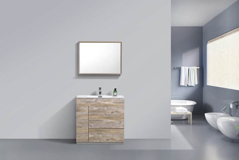 Kube Bath KFM36-NW Milano 36" Nature Wood Free Standing Single Sink Bathroom Vanity with Reinforced Acrylic Composite Top - view 2