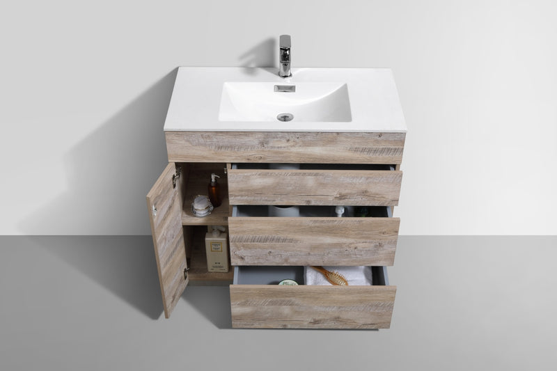 Kube Bath KFM36-NW Milano 36" Nature Wood Free Standing Single Sink Bathroom Vanity with Reinforced Acrylic Composite Top - view 5