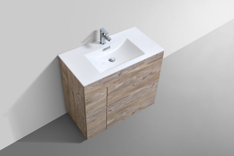 Kube Bath KFM36-NW Milano 36" Nature Wood Free Standing Single Sink Bathroom Vanity with Reinforced Acrylic Composite Top - view 4