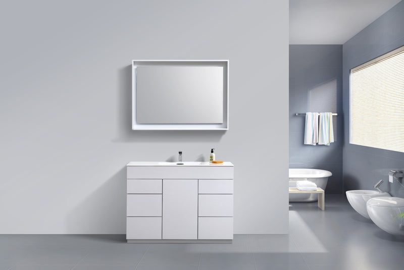 Kube Bath KFM48S-GW Milano 48" High Gloss White Free Standing Single Sink Bathroom Vanity with Reinforced Acrylic Composite Top - view 2