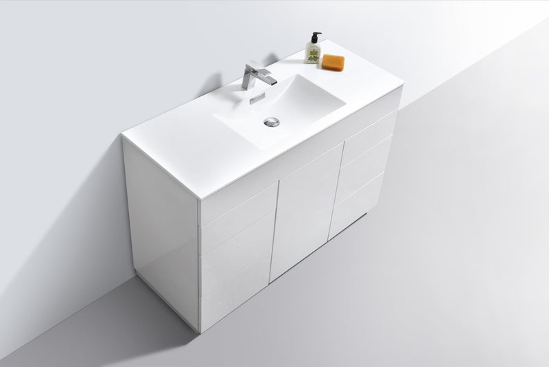 Kube Bath KFM48S-GW Milano 48" High Gloss White Free Standing Single Sink Bathroom Vanity with Reinforced Acrylic Composite Top - view 4