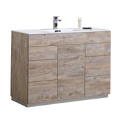 Kube Bath KFM48S-NW Milano 48" Nature Wood Free Standing Single Sink Bathroom Vanity with Reinforced Acrylic Composite Top
