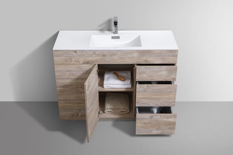 Kube Bath KFM48S-NW Milano 48" Nature Wood Free Standing Single Sink Bathroom Vanity with Reinforced Acrylic Composite Top - view 5