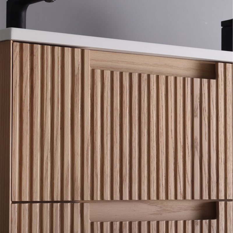 Kube Bath KSW48D-OAKWOOD Fiore 48" Oak Wood Wall Mount Double Sink Bathroom Vanity with Reinforced Acrylic Composite Top - view 5