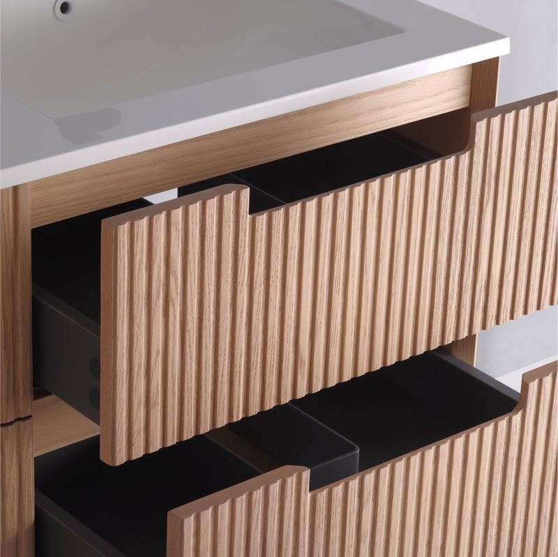 Kube Bath KSW48D-OAKWOOD Fiore 48" Oak Wood Wall Mount Double Sink Bathroom Vanity with Reinforced Acrylic Composite Top - view 6