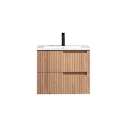 Kube Bath KSW24-OAKWOOD Fiore 24" Oak Wood Wall Mount Single Sink Bathroom Vanity with Reinforced Acrylic Composite Top