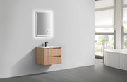 Kube Bath KSW24-OAKWOOD Fiore 24" Oak Wood Wall Mount Single Sink Bathroom Vanity with Reinforced Acrylic Composite Top - view 5
