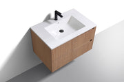 Kube Bath KSW32-OAKWOOD Fiore 32" Oak Wood Wall Mount Single Sink Bathroom Vanity with Reinforced Acrylic Composite Top - view 2
