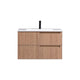 Kube Bath KSW32-OAKWOOD Fiore 32" Oak Wood Wall Mount Single Sink Bathroom Vanity with Reinforced Acrylic Composite Top
