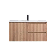 Kube Bath KSW40-OAKWOOD Fiore 40" Oak Wood Wall Mount Single Sink Bathroom Vanity with Reinforced Acrylic Composite Top