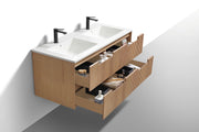 Kube Bath KSW48D-OAKWOOD Fiore 48" Oak Wood Wall Mount Double Sink Bathroom Vanity with Reinforced Acrylic Composite Top - view 4