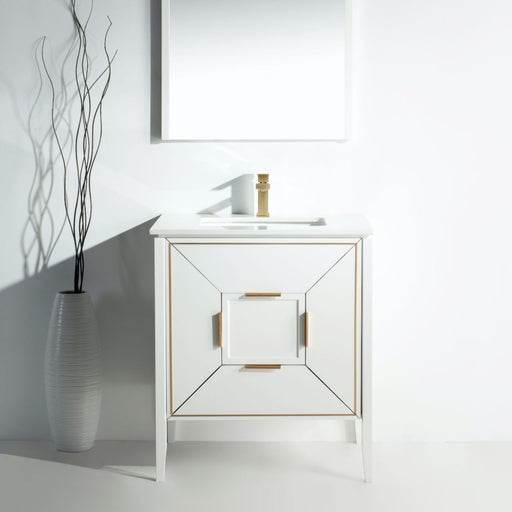 Kube Bath KV8830-GW Vetro 30" Gloss White Free Standing Single Sink Bathroom Vanity with White Quartz Top - view 2