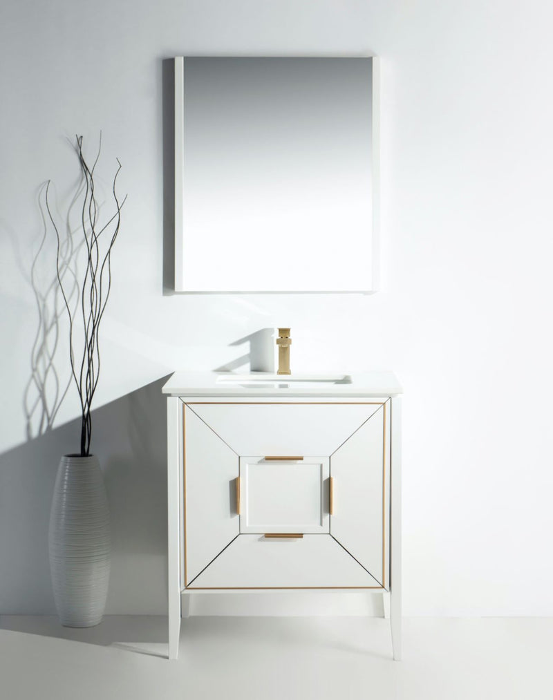 Kube Bath KV8830-GW Vetro 30" Gloss White Free Standing Single Sink Bathroom Vanity with White Quartz Top - view 8