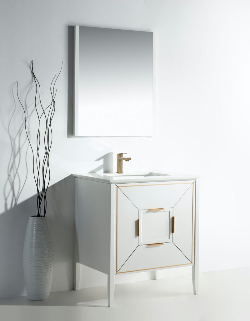 Kube Bath KV8830-GW Vetro 30" Gloss White Free Standing Single Sink Bathroom Vanity with White Quartz Top - view 9