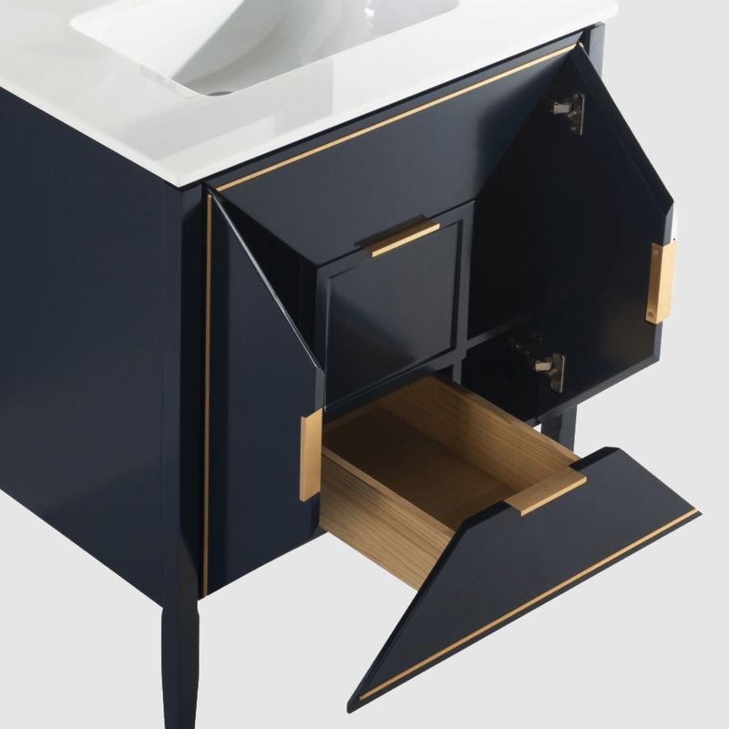 Kube Bath KV8830-Blue Vetro 30" Blue Free Standing Single Sink Bathroom Vanity with White Quartz Top - view 4