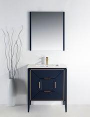 Kube Bath KV8830-Blue Vetro 30" Blue Free Standing Single Sink Bathroom Vanity with White Quartz Top - view 6