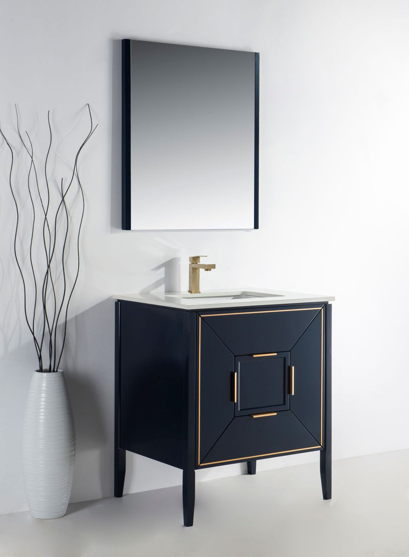 Kube Bath KV8830-Blue Vetro 30" Blue Free Standing Single Sink Bathroom Vanity with White Quartz Top - view 7