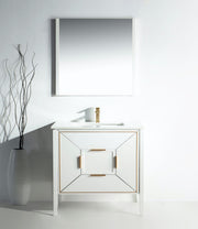 Kube Bath KV8836-GW Vetro 36" Gloss White Free Standing Single Sink Bathroom Vanity with White Quartz Top - view 8