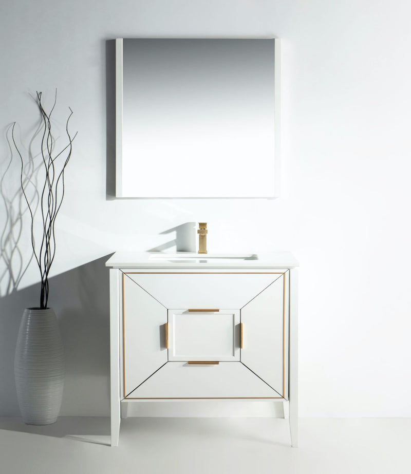 Kube Bath KV8836-GW Vetro 36" Gloss White Free Standing Single Sink Bathroom Vanity with White Quartz Top - view 8