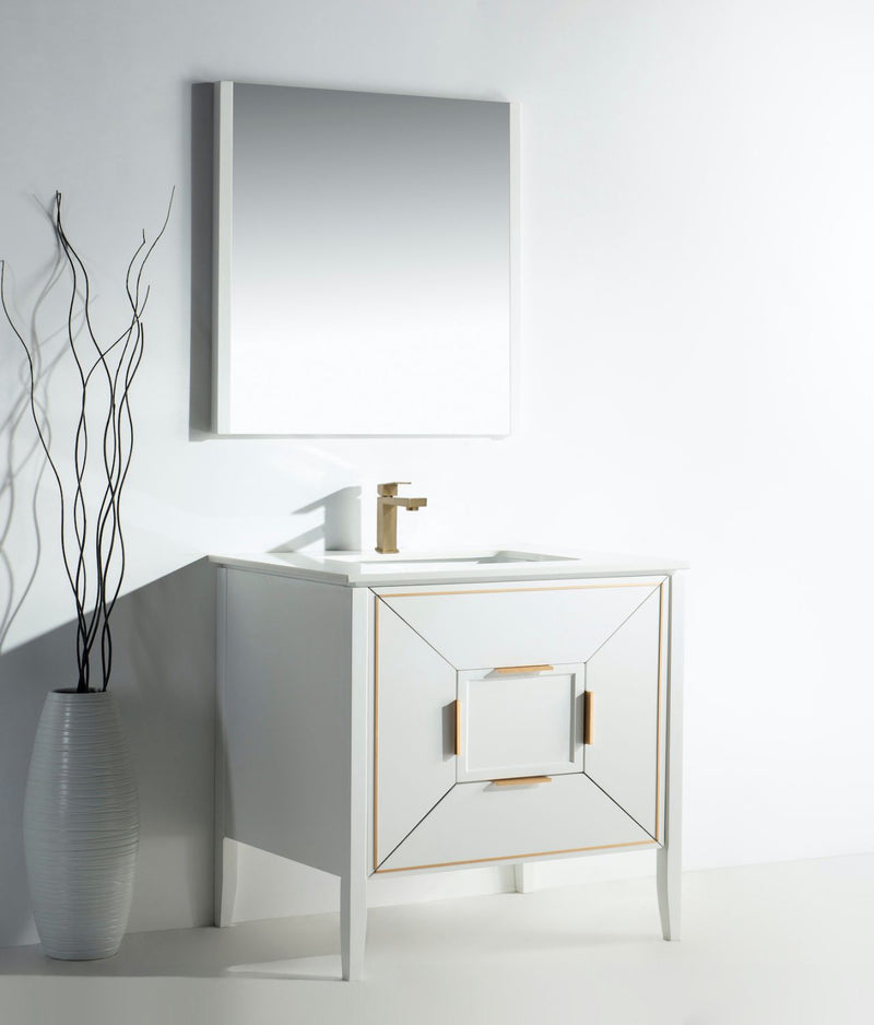 Kube Bath KV8836-GW Vetro 36" Gloss White Free Standing Single Sink Bathroom Vanity with White Quartz Top - view 9