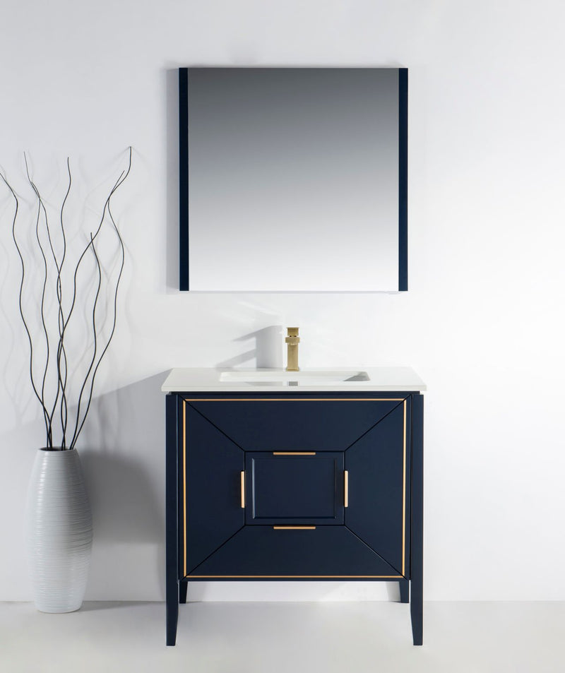 Kube Bath KV8836-Blue Vetro 36" Blue Free Standing Single Sink Bathroom Vanity with White Quartz Top - view 7