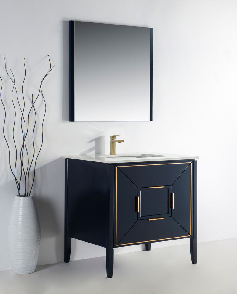 Kube Bath KV8836-Blue Vetro 36" Blue Free Standing Single Sink Bathroom Vanity with White Quartz Top - view 8